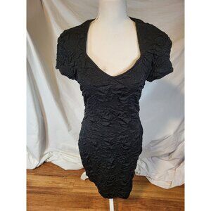 Vintage Workshop‎ Clothing Size Large Tight Sexy Crinkle Little Black Dress